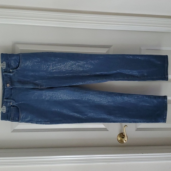 Good American Indigo Snake Print Shiny High-rise Jeans Size 12/31 - Picture 2 of 14